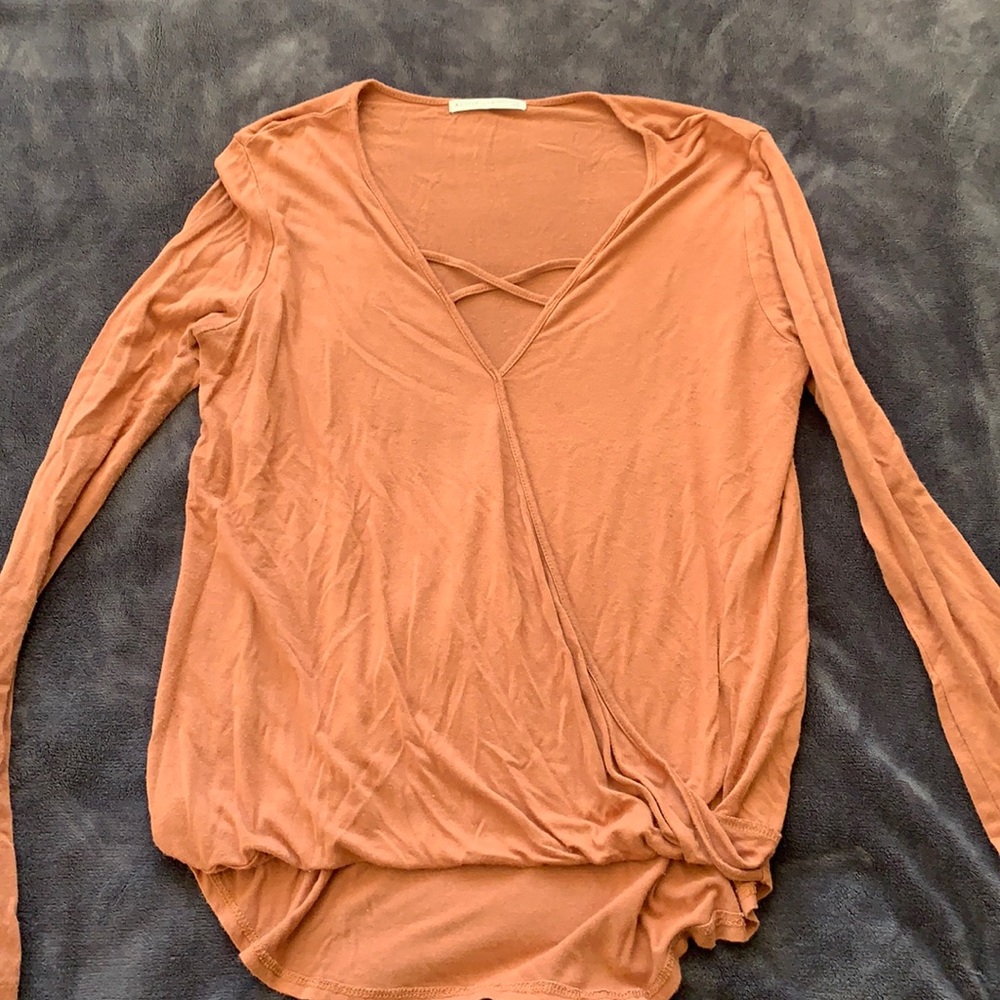 Active USA, L, tan long sleeve shirt.